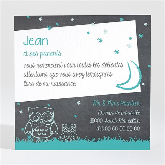 Remerciement naissance chouette alors