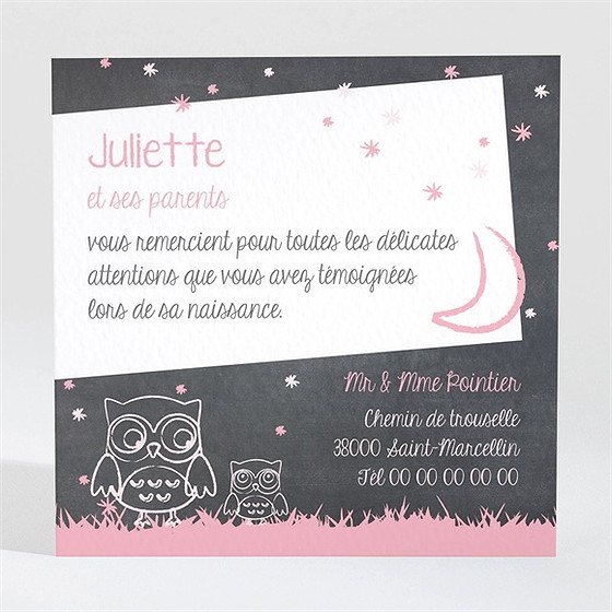 Remerciement naissance elle est si chouette!