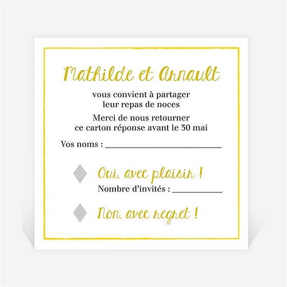 Carton réponse mariage damier geometrique