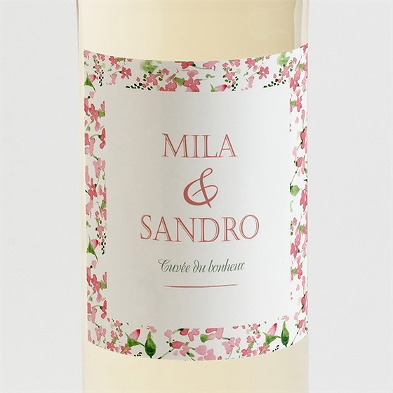 Etiquette de bouteille mariage annonce champetre