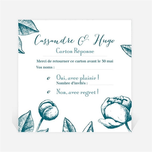 Carton réponse mariage Gravure vert émeraude réf.N3001255