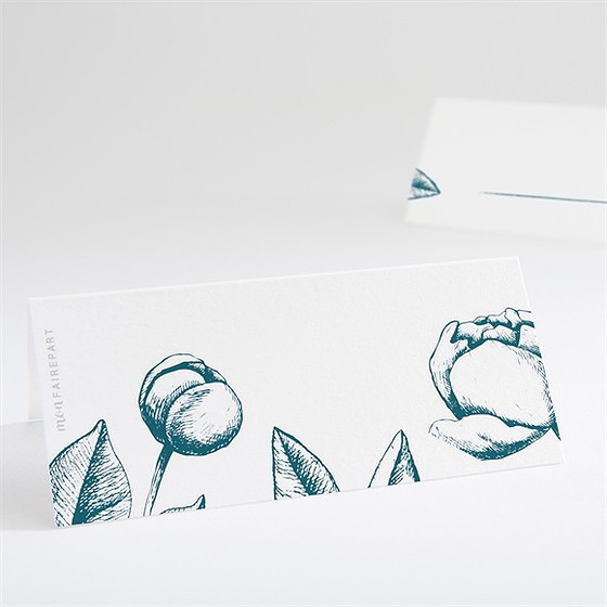 Marque-place mariage gravure vert émeraude