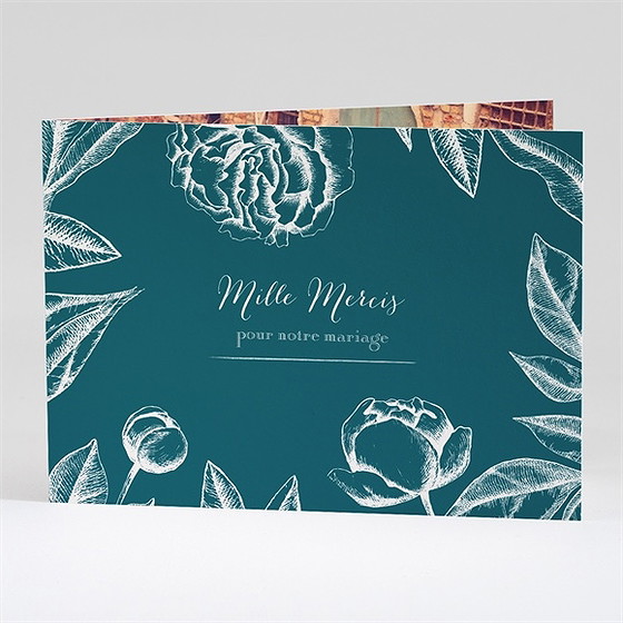 Remerciement mariage gravure vert émeraude