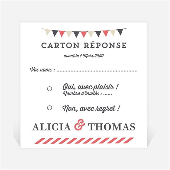 Carton réponse mariage Fanions de Bal réf.N3001265
