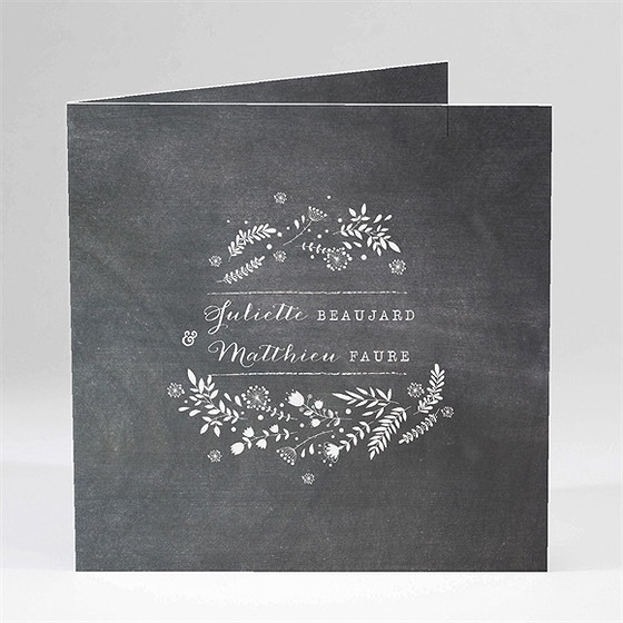 Faire-part mariage champêtre sur ardoise