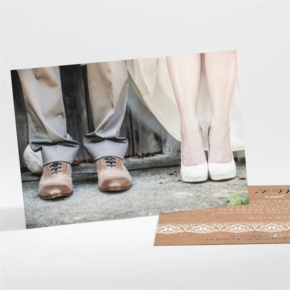 Remerciement mariage Kraft et dentelle réf.N111168