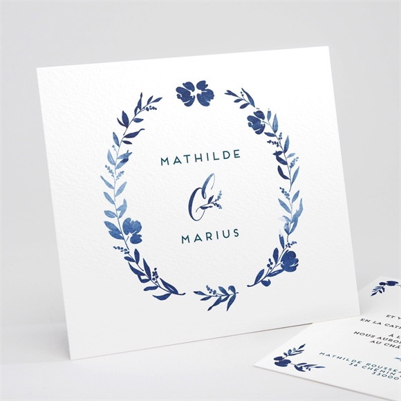 Faire-part mariage Aquarelle bleue réf.N311191