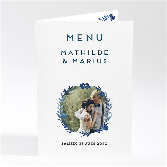 Menu mariage aquarelle bleue