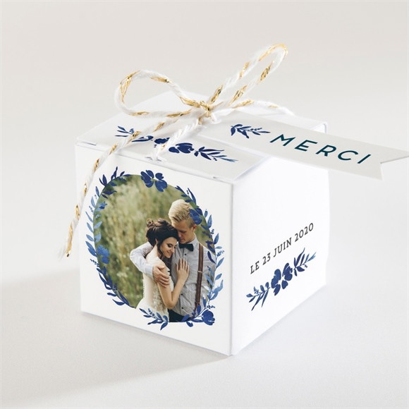 Boîte de dragées mariage Aquarelle bleue réf.N34064