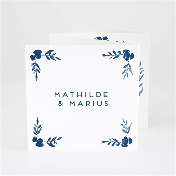 Remerciement mariage Aquarelle bleue réf.N83046