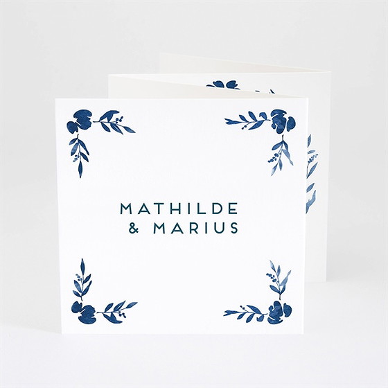 Remerciement mariage aquarelle bleue