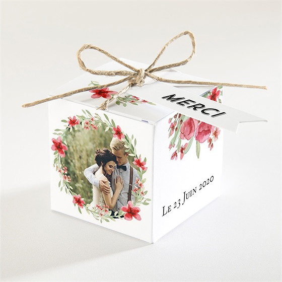 Boîte de dragées mariage farandole végétale