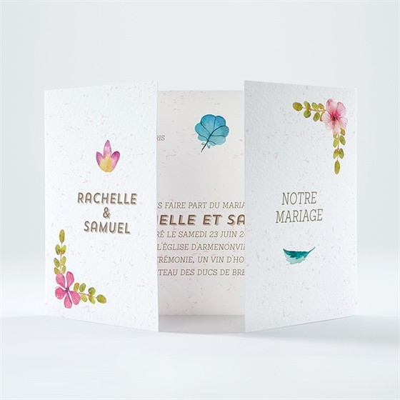 Faire-part mariage couronne printanière
