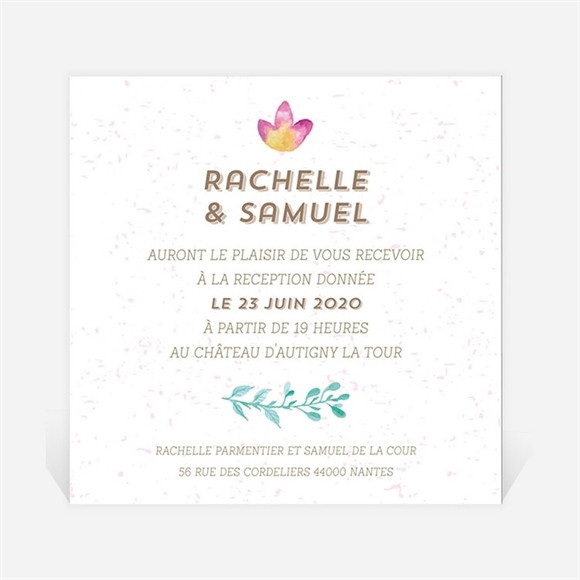 Carton d'invitation mariage Couronne printanière réf.N3001282