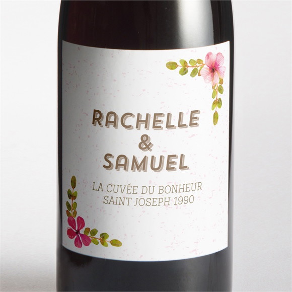 Etiquette de bouteille mariage Couronne printanière réf.N3001284