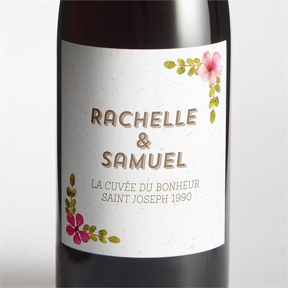 Etiquette de bouteille mariage couronne printanière