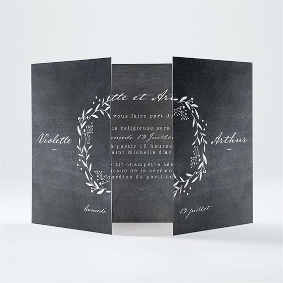 Faire-part mariage gravure sur ardoise