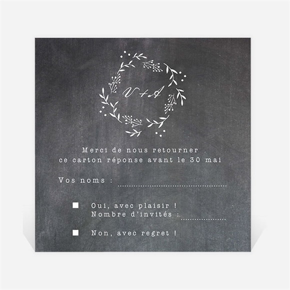 Carton réponse mariage Gravure sur ardoise réf.N3001286