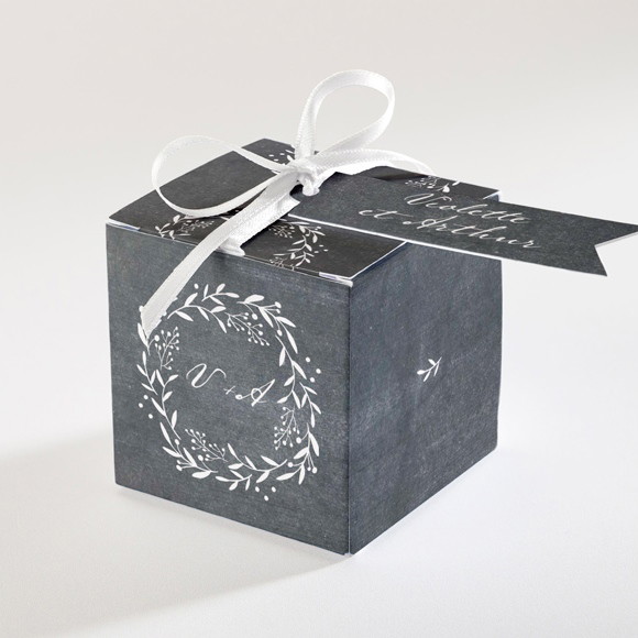 Boîte de dragées mariage Gravure sur ardoise réf.N34067