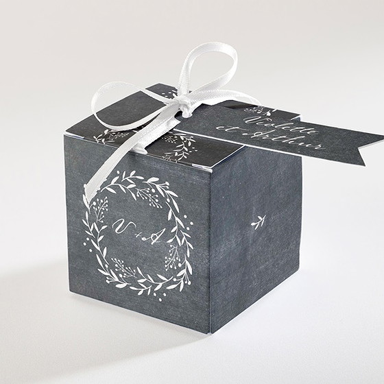 Boîte de dragées mariage gravure sur ardoise