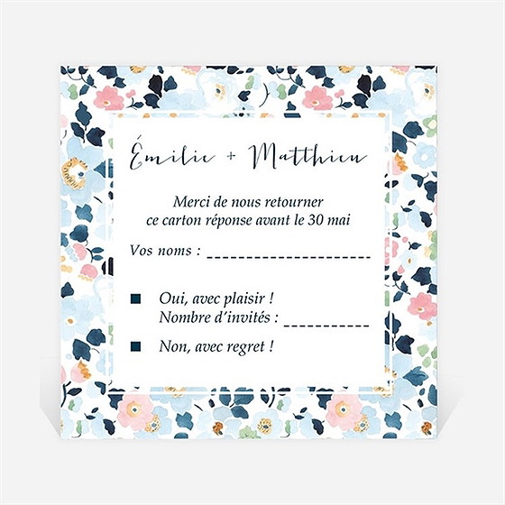 Carton réponse mariage liberty chic