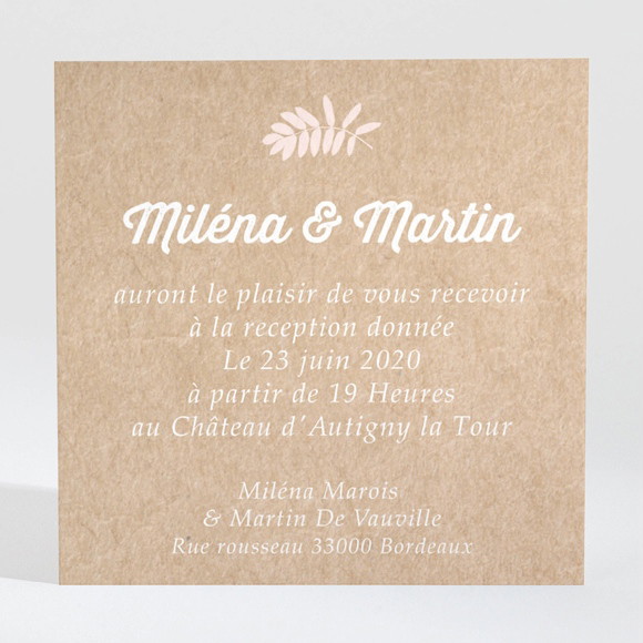 Carton d'invitation mariage Kraft multi photos réf.N3001291