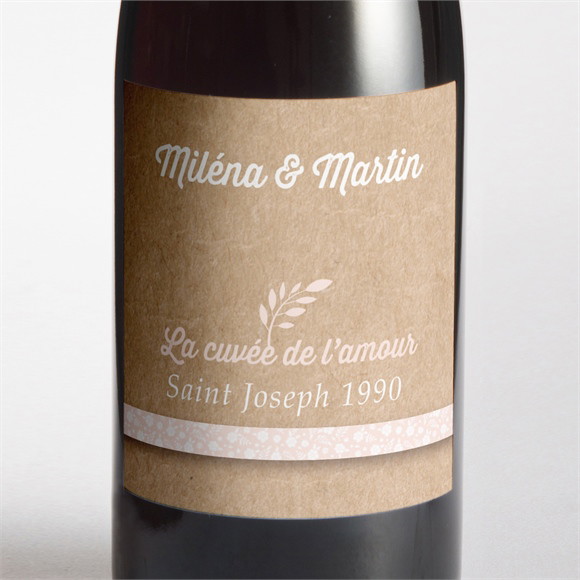 Etiquette de bouteille mariage Kraft multi photos réf.N3001293