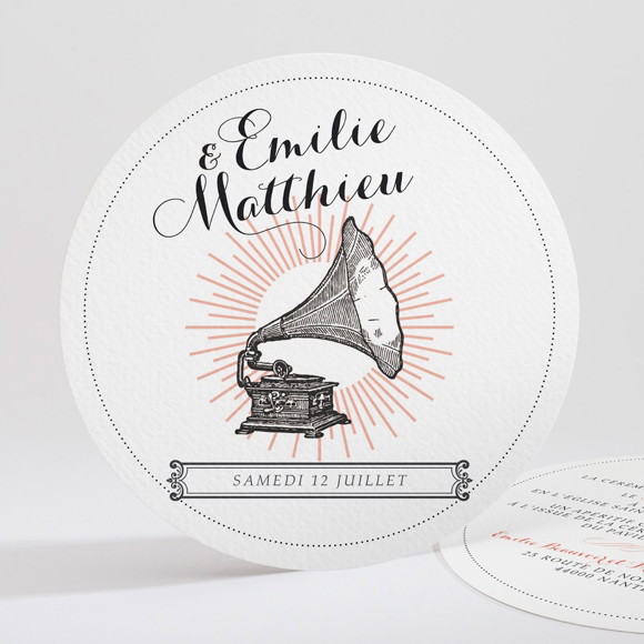 Faire-part mariage Musique vintage réf.N321115