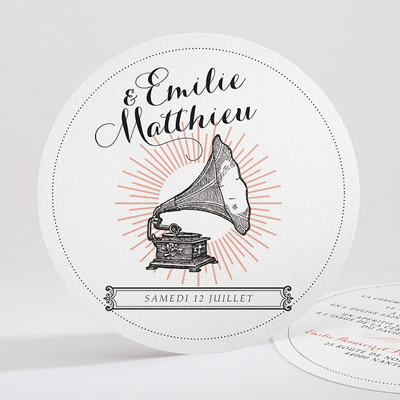 Faire-part mariage musique vintage