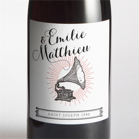 Etiquette de bouteille mariage Musique vintage réf.N3001296