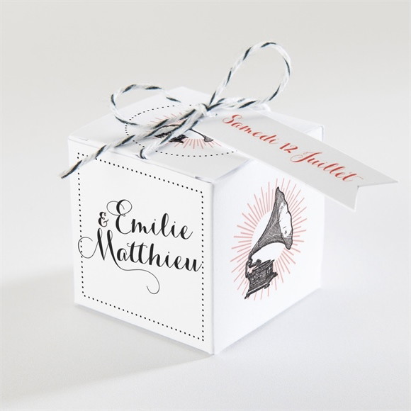 Boîte de dragées mariage Musique vintage réf.N34070