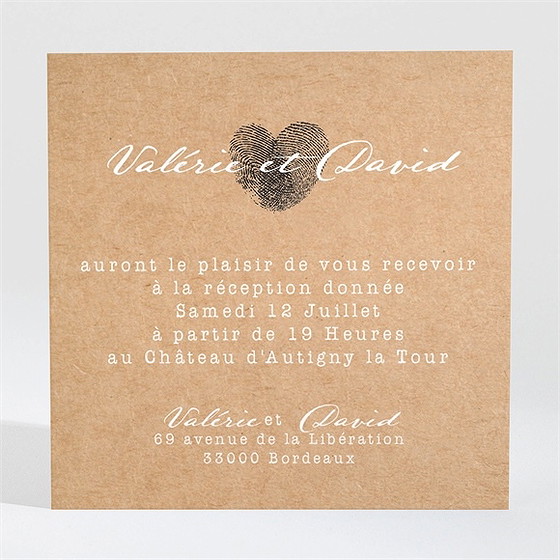 Carton d'invitation mariage coeur croisé