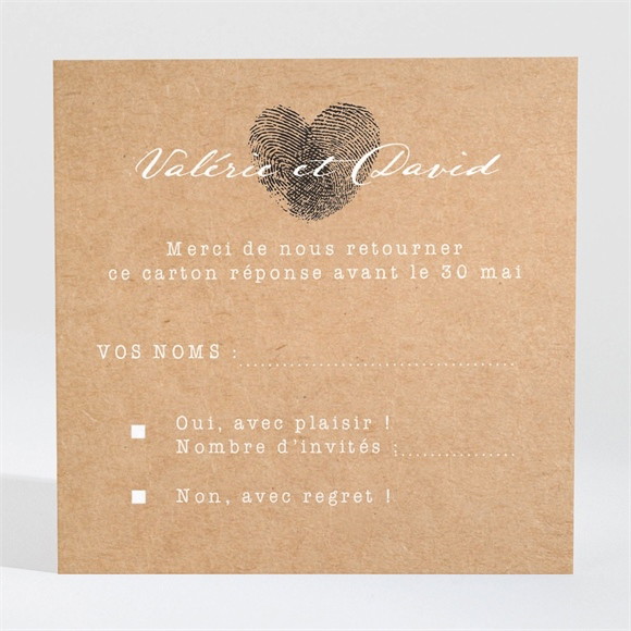 Carton réponse mariage Coeur croisé réf.N3001310