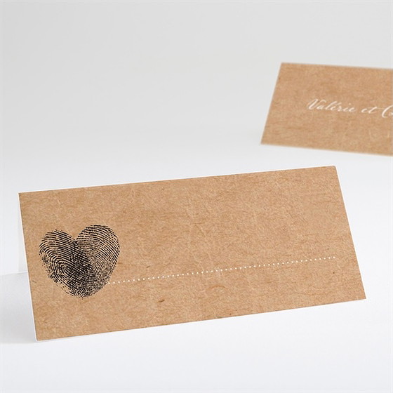 Marque-place mariage coeur croisé