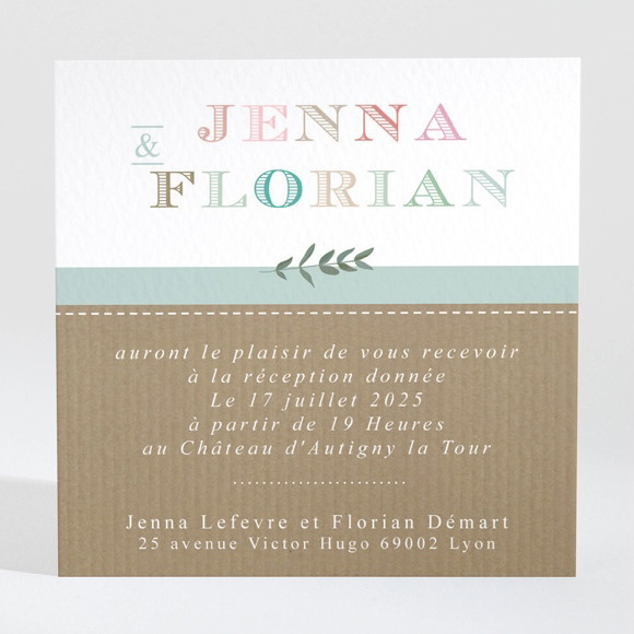 Carton d'invitation mariage Naturel réf.N3001315