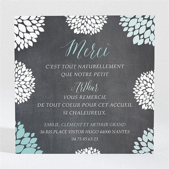 Remerciement naissance ardoise vintage original