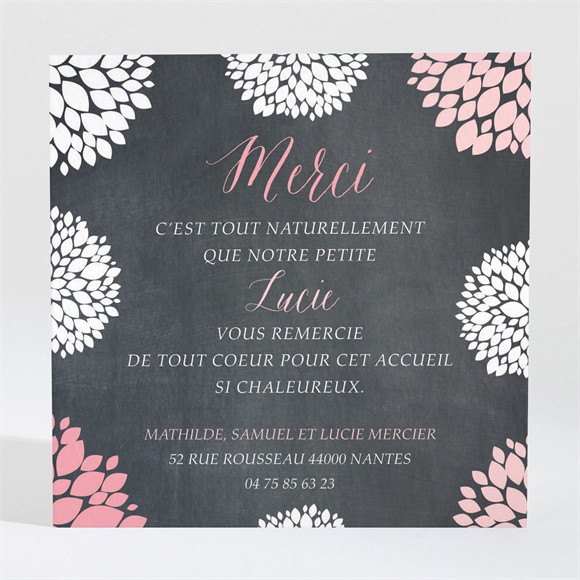 Remerciement naissance Danse de photos sur Ardoise réf.N3001320