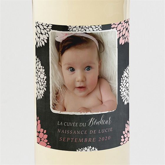 Etiquette de bouteille naissance danse de photos sur ardoise