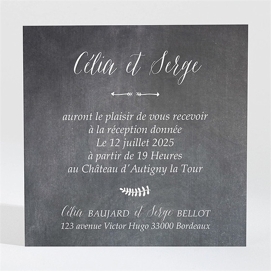 Carton d'invitation mariage annonce ardoisée