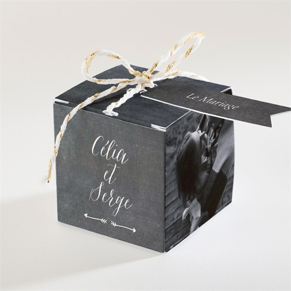 Boîte de dragées mariage Annonce ardoisée réf.N34074
