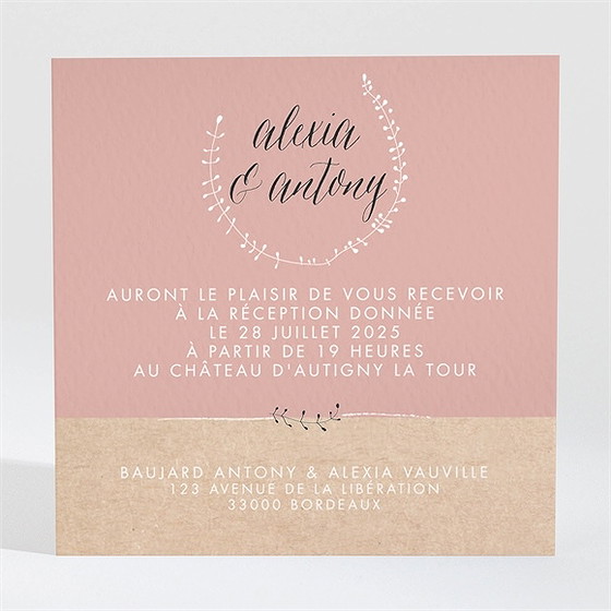 Carton d'invitation mariage célébration d'amour