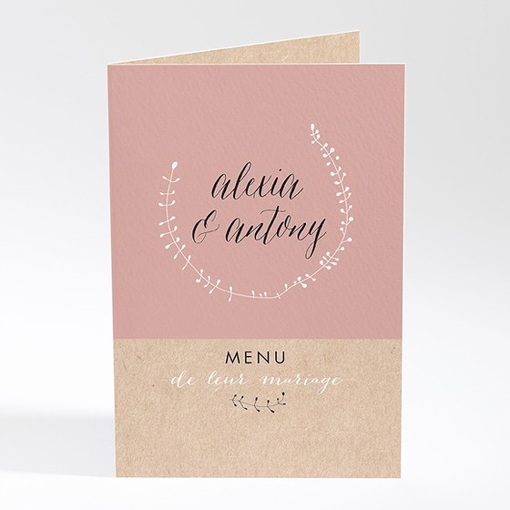 Menu mariage célébration d'amour