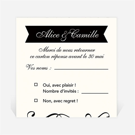 Carton réponse mariage ambiance rétro