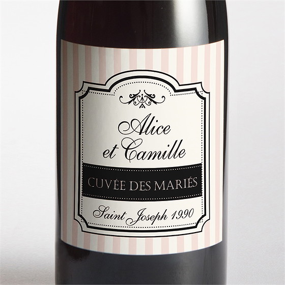 Etiquette de bouteille mariage ambiance rétro