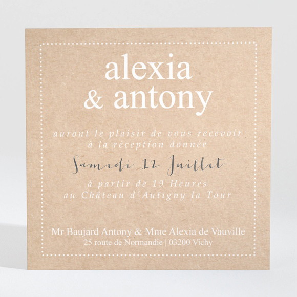 Carton d'invitation mariage Reportage photo réf.N3001325