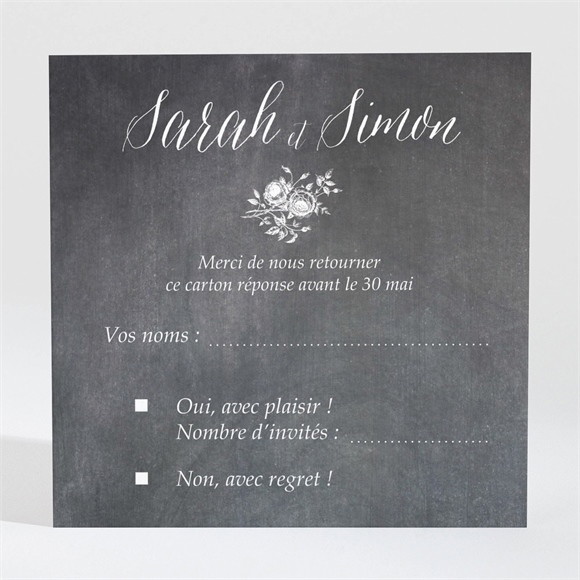 Carton réponse mariage Ardoise originale réf.N3001329