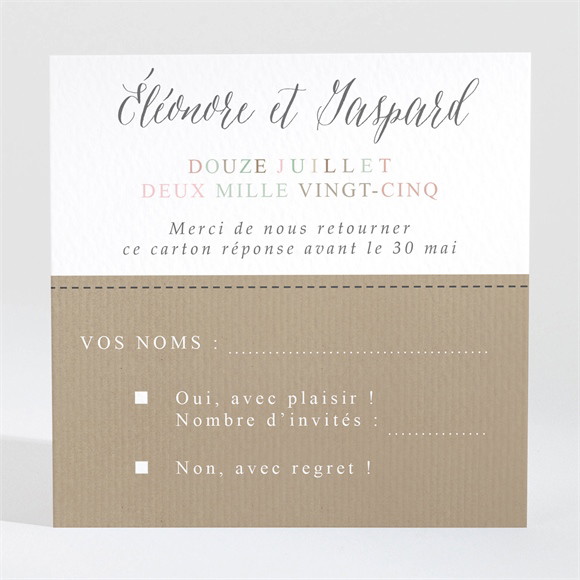 Carton réponse mariage Kraft et ficelle réf.N3001335