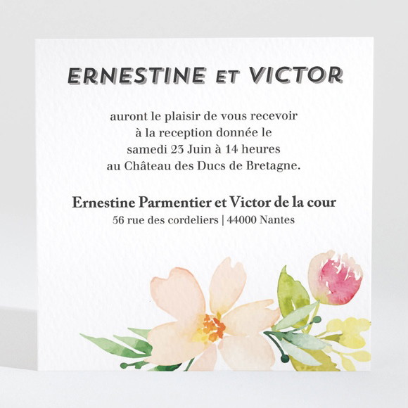 Carton d'invitation mariage Fleurs et champetre réf.N3001340