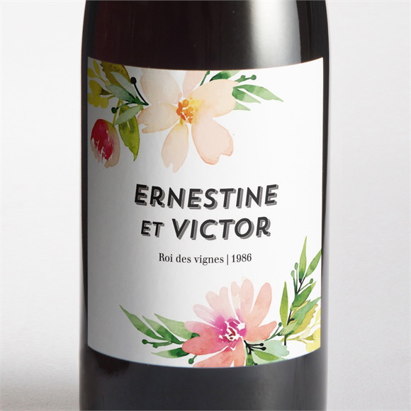 Etiquette de bouteille mariage Fleurs et champetre réf.N3001342