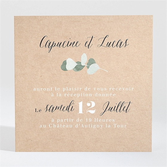Carton d'invitation mariage bel eucalyptus